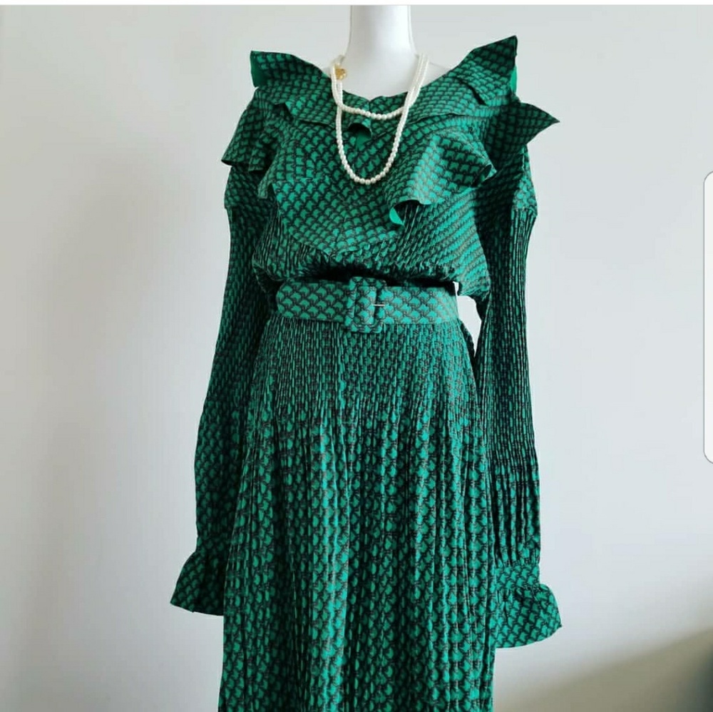 Green ruffles dress